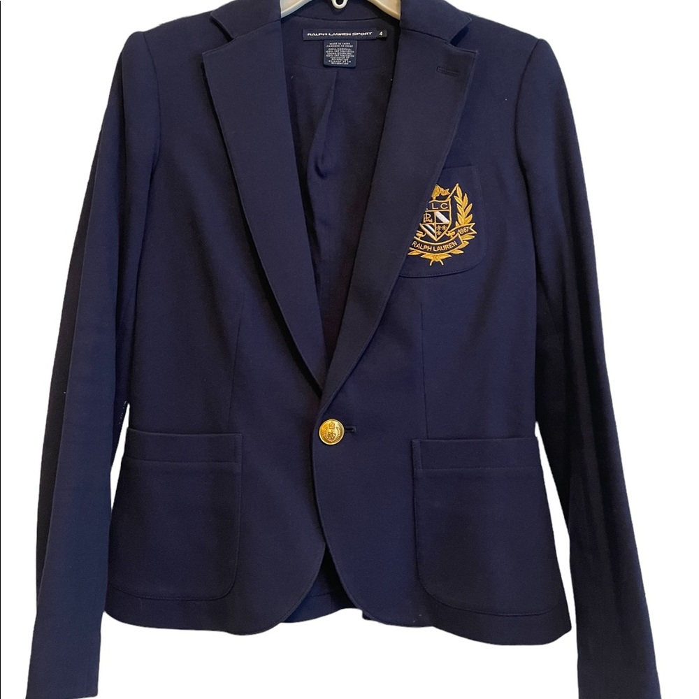 Ralph Lauren Sport Navy Soft Suiting Crested Blazer